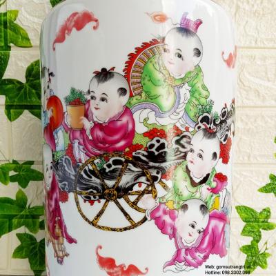 Bình cắm hoa - trang trí nhà cửa họa tiết Tiểu Đồng Du Xuân